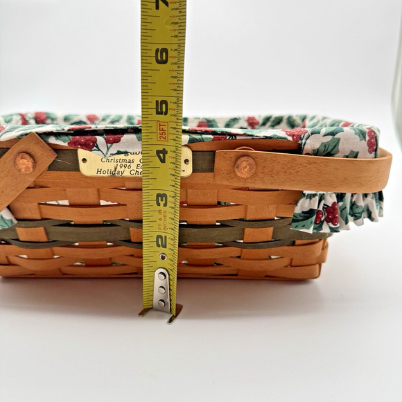 Longaberger 1996 Holiday Cheer Basket Green Weave Lid Liner 2-Protectors 12 x 9" - Picture 11 of 11